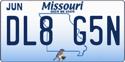 MO license plate DL8G5N