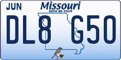 MO license plate DL8G5O