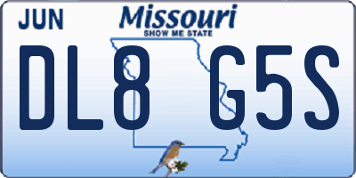 MO license plate DL8G5S