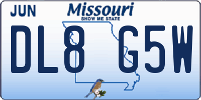 MO license plate DL8G5W