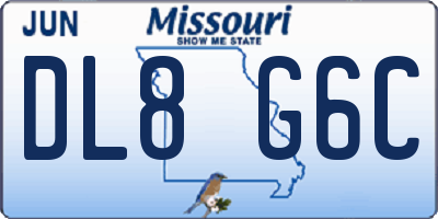 MO license plate DL8G6C