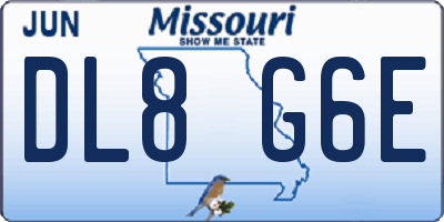 MO license plate DL8G6E