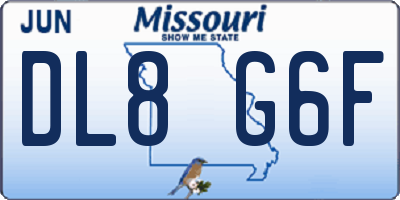 MO license plate DL8G6F