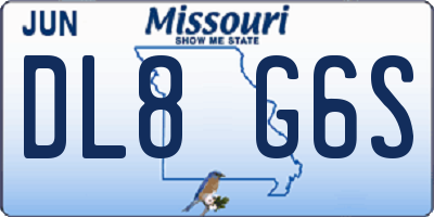 MO license plate DL8G6S