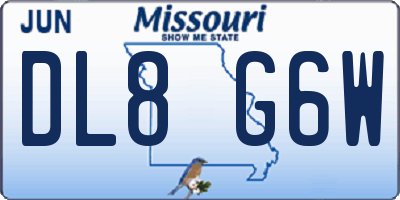 MO license plate DL8G6W