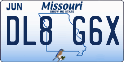 MO license plate DL8G6X
