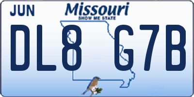 MO license plate DL8G7B