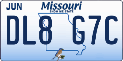 MO license plate DL8G7C