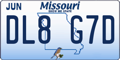 MO license plate DL8G7D