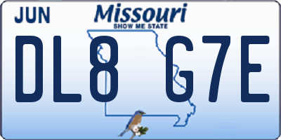 MO license plate DL8G7E