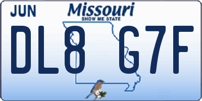 MO license plate DL8G7F