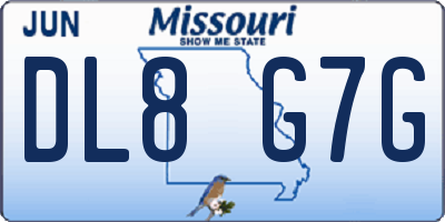 MO license plate DL8G7G