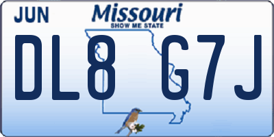 MO license plate DL8G7J