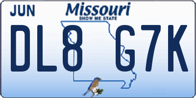 MO license plate DL8G7K
