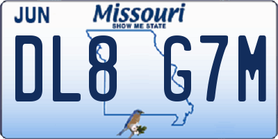 MO license plate DL8G7M