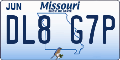 MO license plate DL8G7P