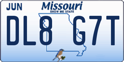 MO license plate DL8G7T