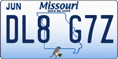MO license plate DL8G7Z