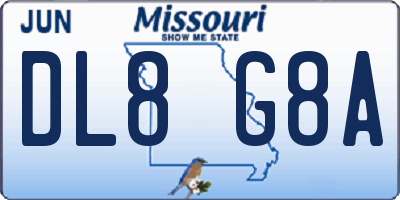 MO license plate DL8G8A
