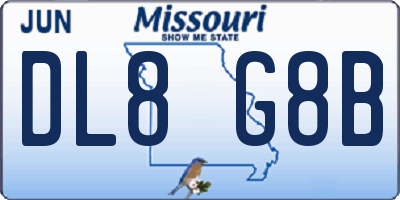 MO license plate DL8G8B
