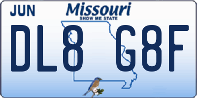 MO license plate DL8G8F