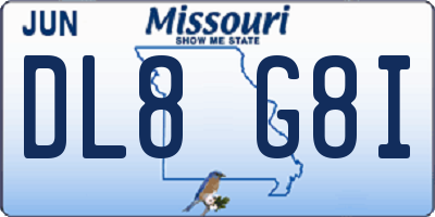 MO license plate DL8G8I