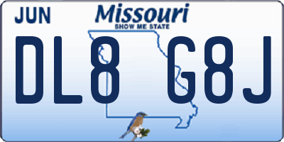 MO license plate DL8G8J