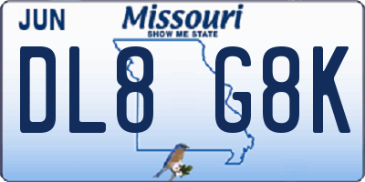 MO license plate DL8G8K