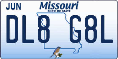 MO license plate DL8G8L