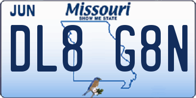 MO license plate DL8G8N