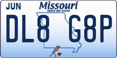MO license plate DL8G8P