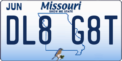 MO license plate DL8G8T
