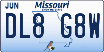 MO license plate DL8G8W