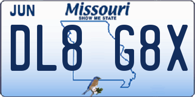 MO license plate DL8G8X