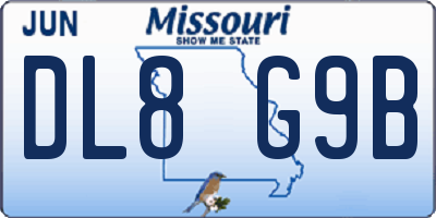 MO license plate DL8G9B