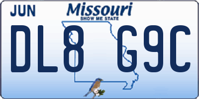 MO license plate DL8G9C
