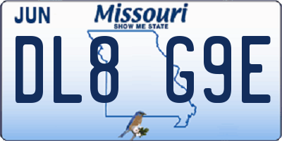 MO license plate DL8G9E