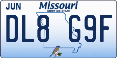 MO license plate DL8G9F