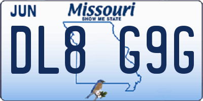 MO license plate DL8G9G
