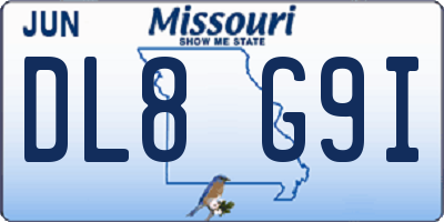 MO license plate DL8G9I