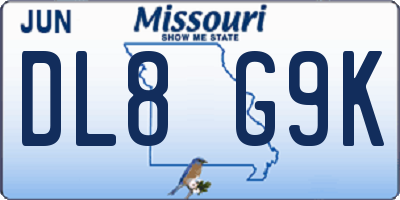 MO license plate DL8G9K