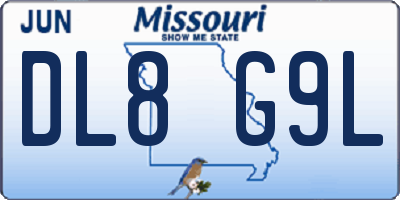 MO license plate DL8G9L