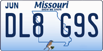 MO license plate DL8G9S