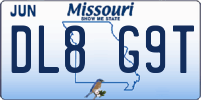 MO license plate DL8G9T