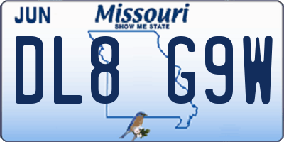 MO license plate DL8G9W