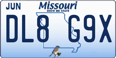 MO license plate DL8G9X