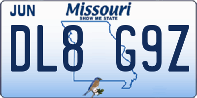 MO license plate DL8G9Z