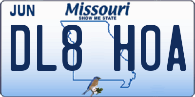 MO license plate DL8H0A