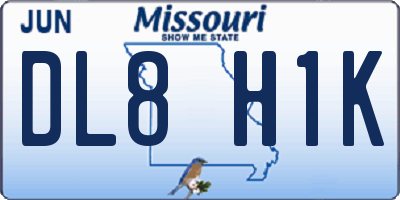 MO license plate DL8H1K
