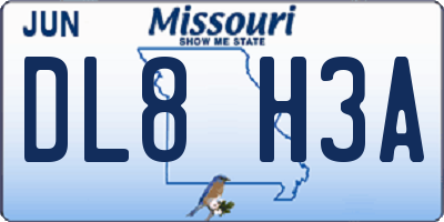 MO license plate DL8H3A